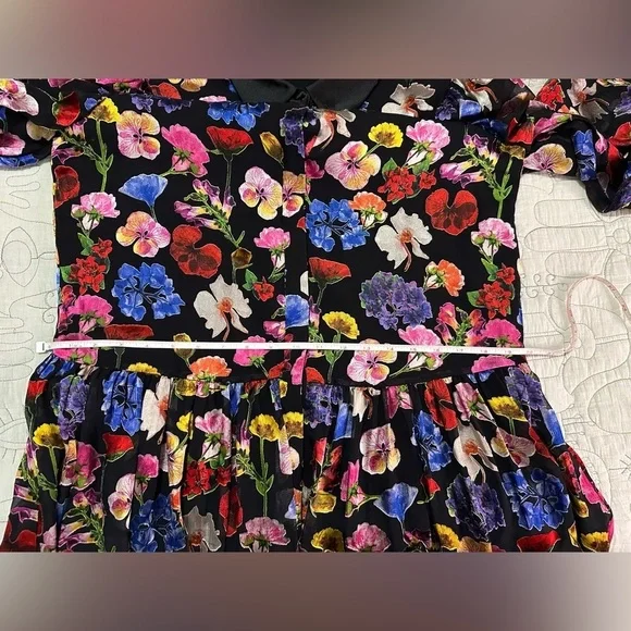 Alice + Olivia BERTHA MINI SHIRT DRESS Sz L / 12 Timeless Blossom Floral - Picture 9 of 13